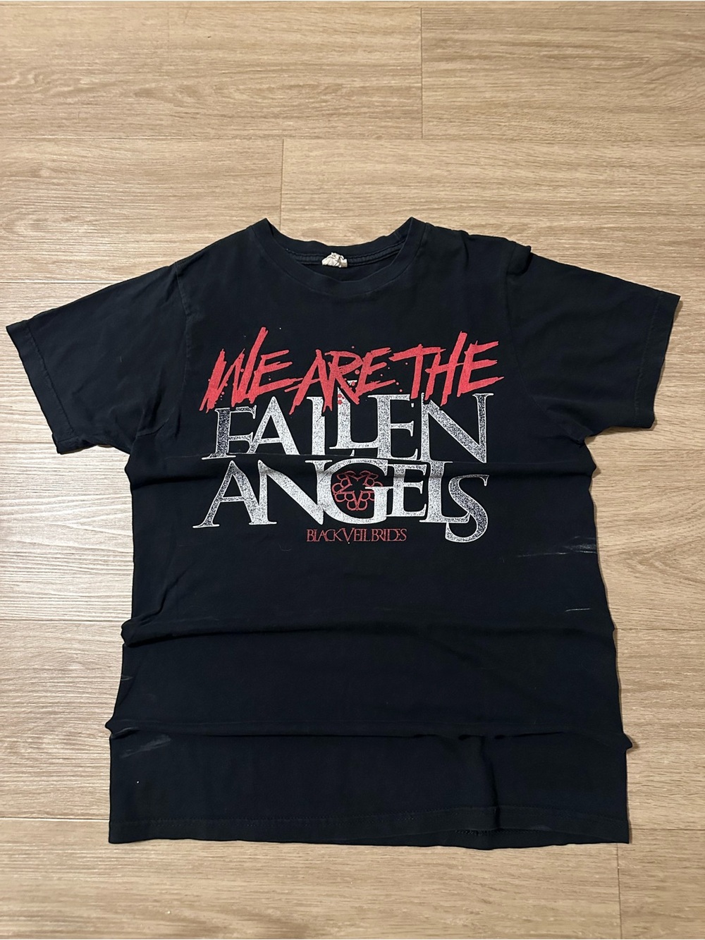 Bay Island Black Short-Sleeve Graphic Tee with Red and White Print